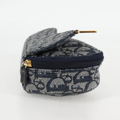 Christian Dior Saddle Zip Pouch Diorissimo Canvas Navy Canvas Bag ()