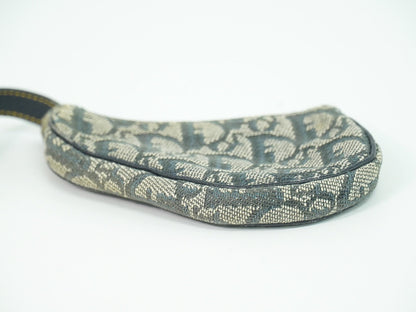 Christian Dior Vintage Saddle Zip Coin Purse Diorissimo Canvas Navy Canvas Clutche & Pouche Bag ()