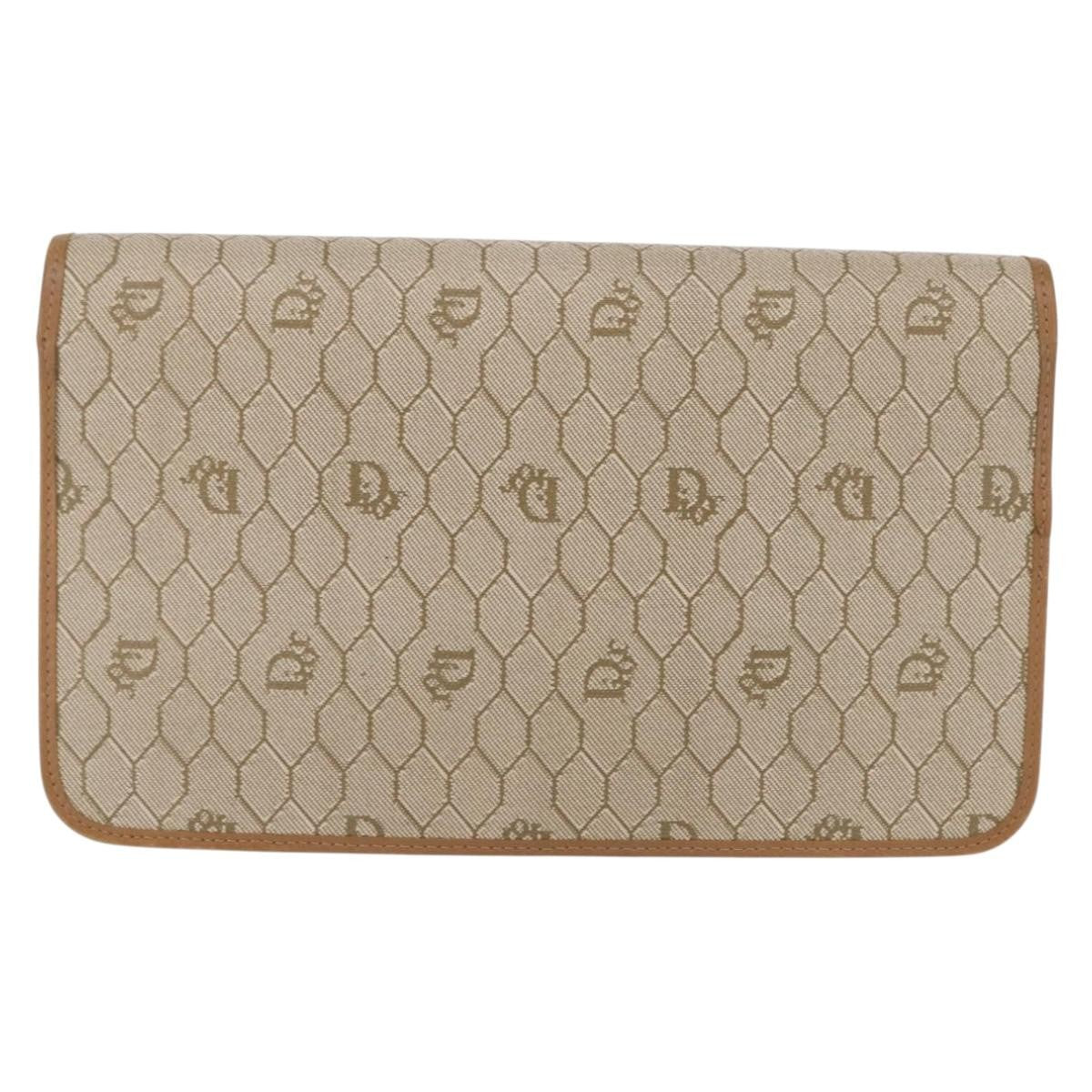 Christian Dior Vintage Honeycomb Chain Canvas Beige Canvas Shoulder Bag Bag ()