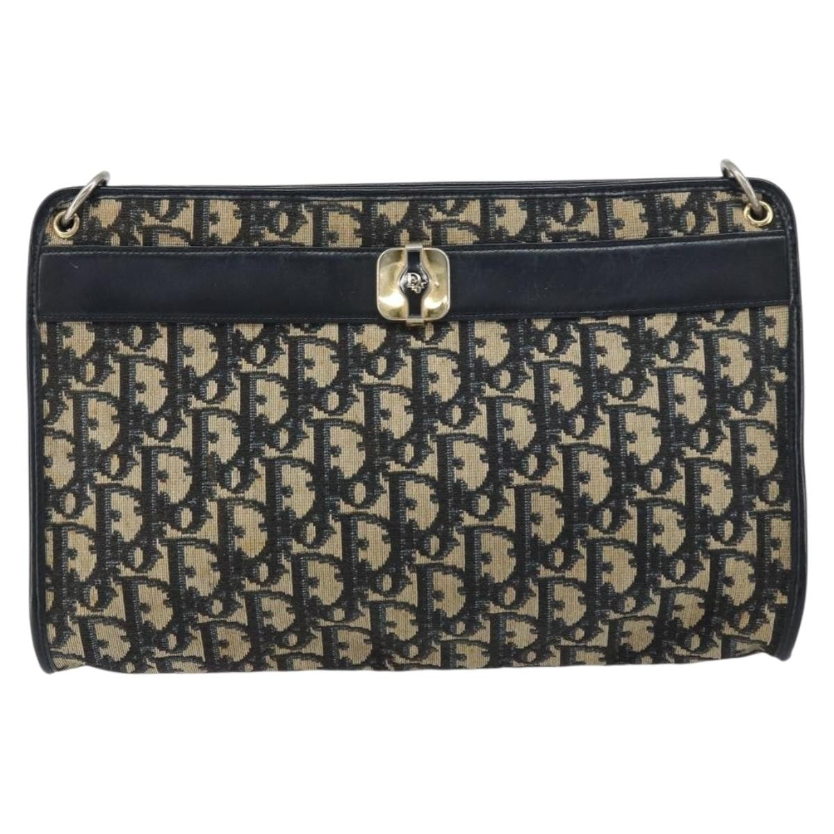 Christian Dior Vintage Trotter Shoulder Bag Canvas Navy Canvas Shoulder Bag Bag ()