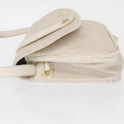 Christian Dior Vintage Honeycomb Flap Crossbody Bag Canvas And Leather White Canvas Shoulder Bag Bag ()