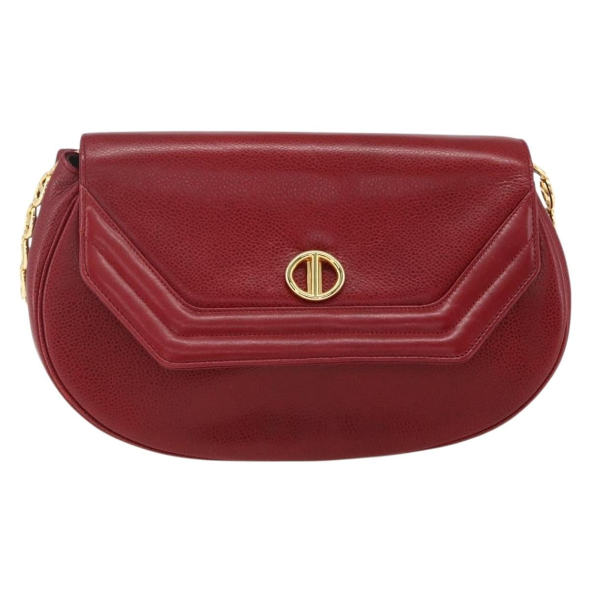 Christian Dior Vintage Shoulder Bag Leather Red Leather Shoulder Bag Bag ()