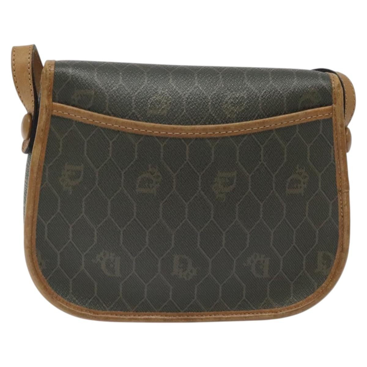 Christian Dior Vintage Honeycomb Flap Crossbody Bag Coated Canvas Brown Canvas Bag ()