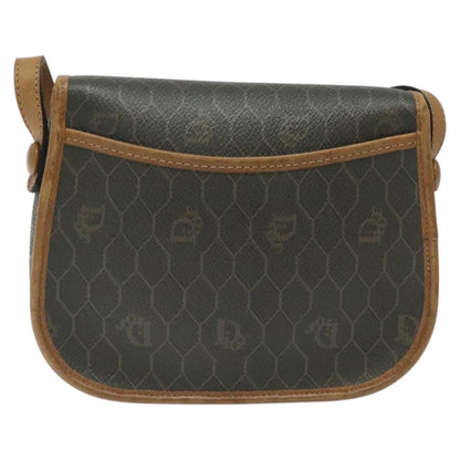 Christian Dior Vintage Honeycomb Flap Crossbody Bag Coated Canvas Brown Canvas Bag ()