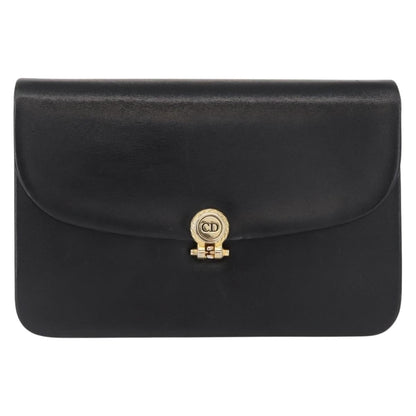 Christian Dior Vintage Cd Chain Flap Shoulder Bag Leather Black Leather Shoulder Bag Bag ()