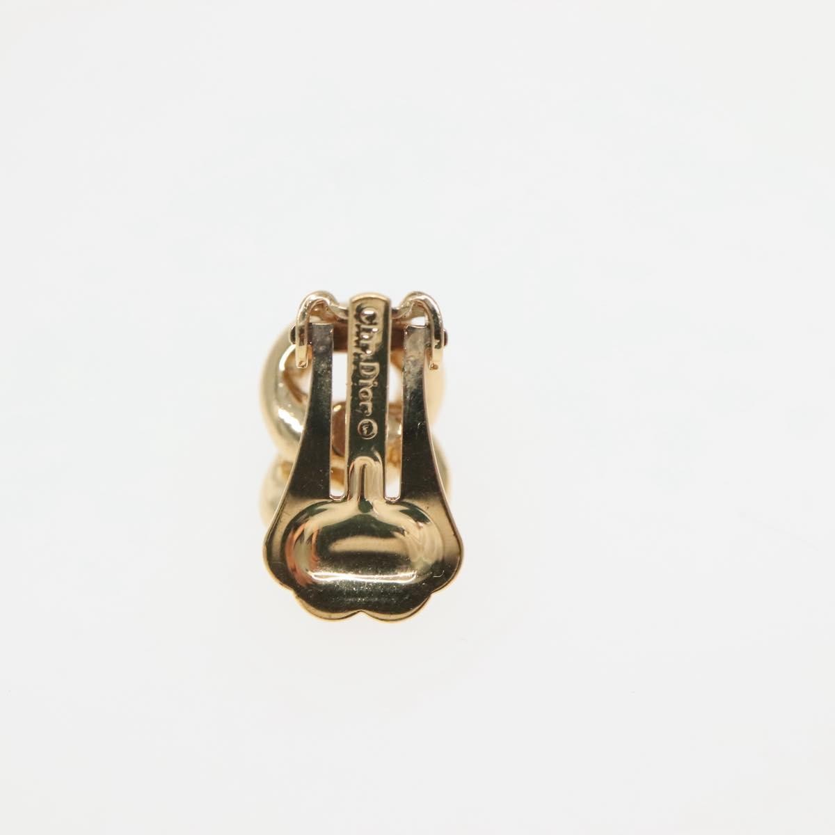 Christian Dior Vintage Chain Link Clip-On Earrings Metal With Crystals Gold Metal Earrings Jewelry ()