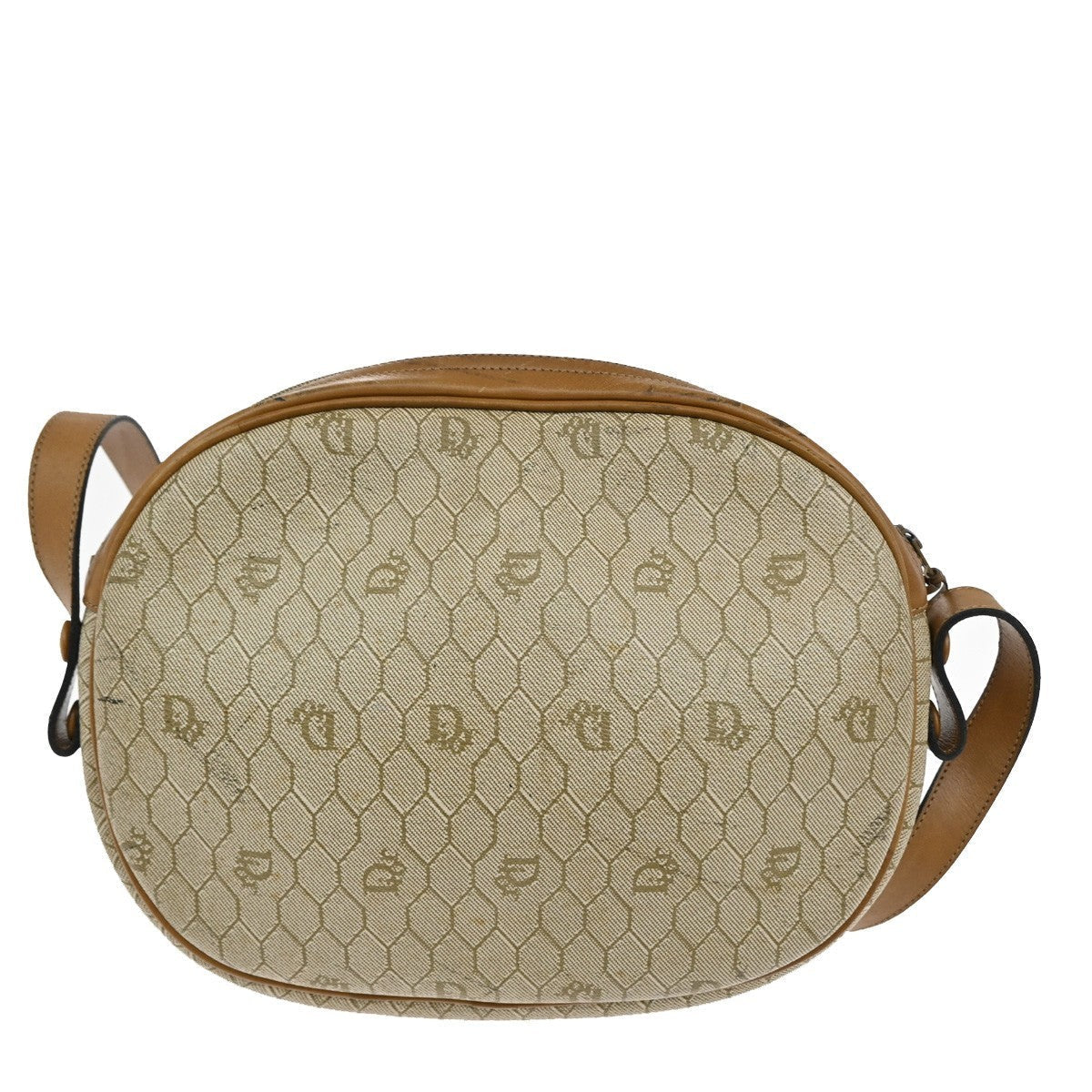 Christian Dior Vintage Honeycomb Shoulder Bag Canvas And Leather Beige Canvas Shoulder Bag Bag ()