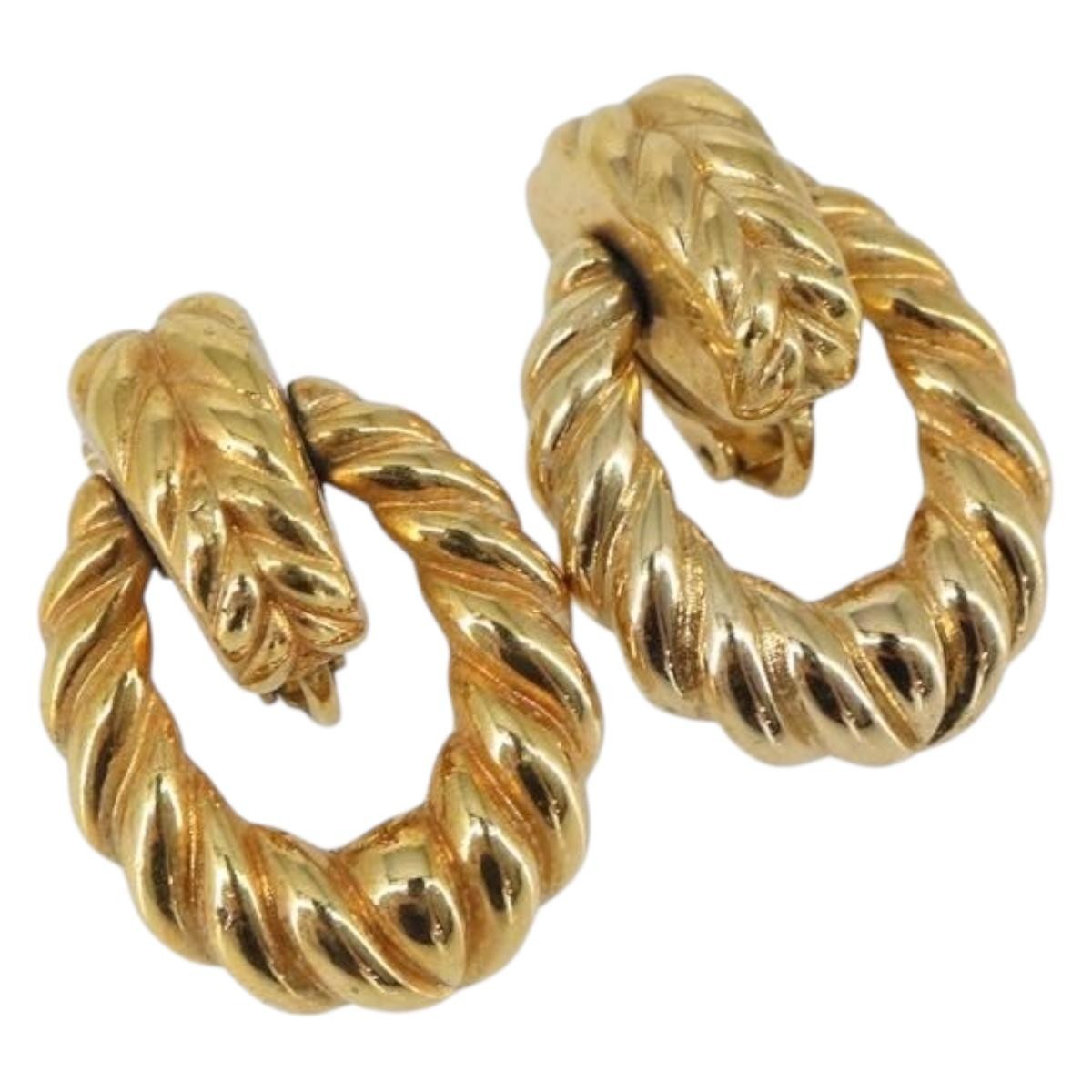 Christian Dior Vintage Clip-On Earrings Metal Gold Gold_Plated Earrings Jewelry ()