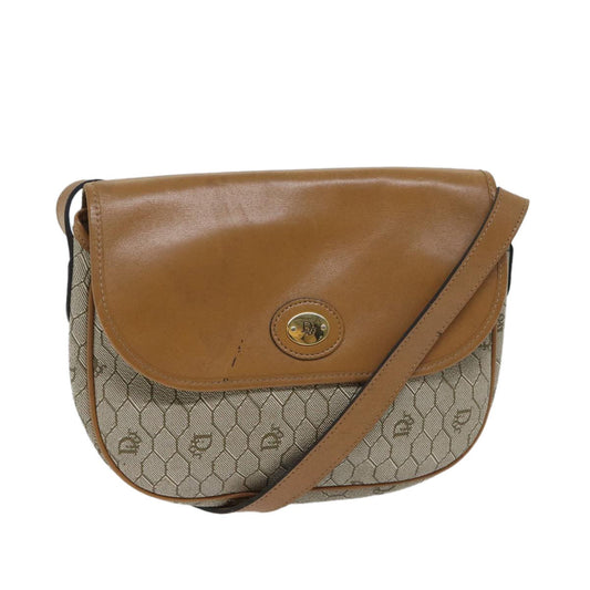 Christian Dior Vintage Honeycomb Flap Crossbody Bag Canvas And Leather Beige Canvas Bag ()