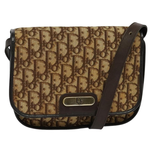Christian Dior Vintage Trotter Flap Shoulder Bag Canvas Brown Canvas Bag ()