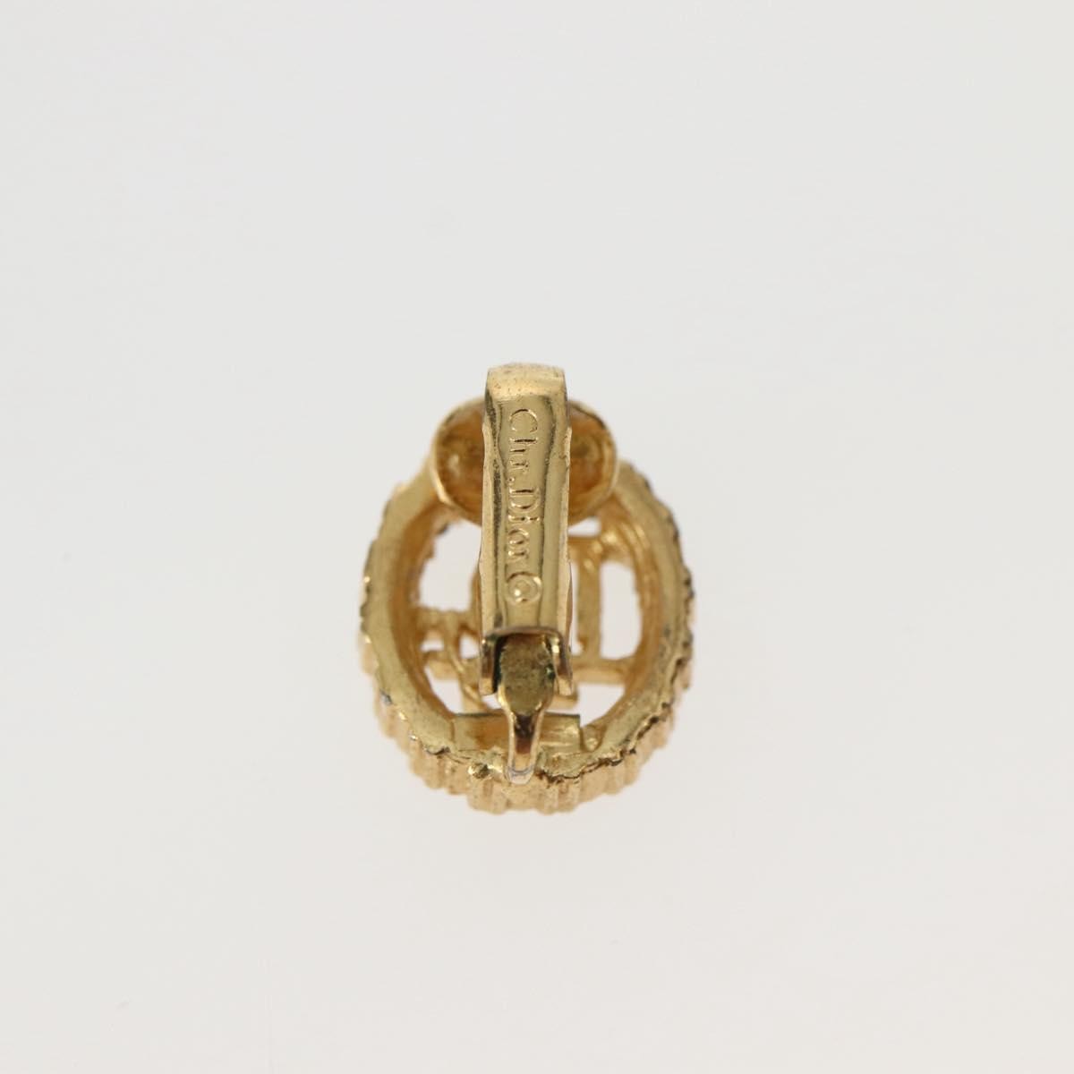 Christian Dior Vintage Round Clip-On Earrings Metal With Crystals Gold Metal Earrings Jewelry ()