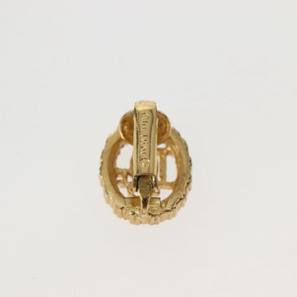 Christian Dior Vintage Round Clip-On Earrings Metal With Crystals Gold Metal Earrings Jewelry ()