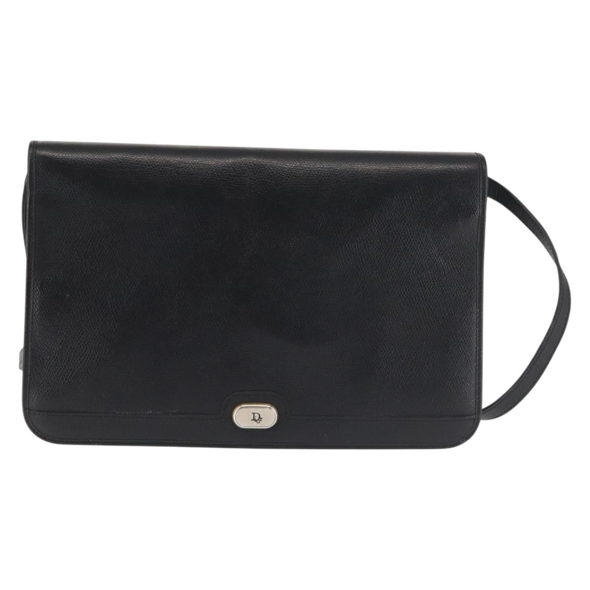 Christian Dior Vintage Full Flap Bag Leather Black Leather Shoulder Bag Bag ()