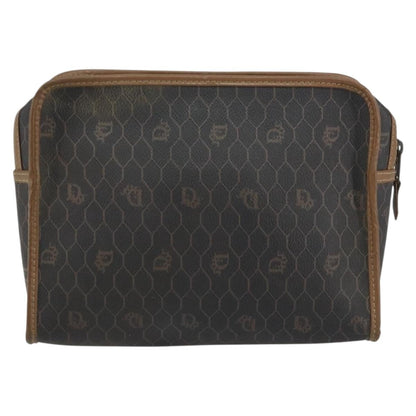 Christian Dior Vintage Honeycomb Zip Pouch Canvas And Leather Black Canvas Clutche & Pouche Bag ()