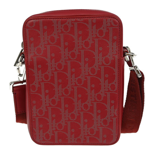 Christian Dior World Tour Zip Messenger Pouch Oblique Galaxy Leather Red Leather Shoulder Bag Bag ()