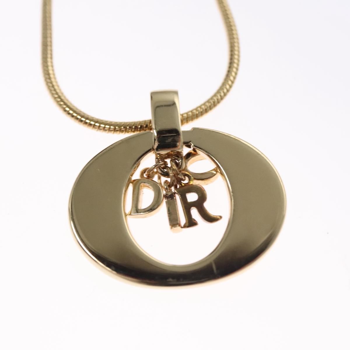 Christian Dior Logo Pendant Necklace Metal Gold Metal Necklace Jewelry ()