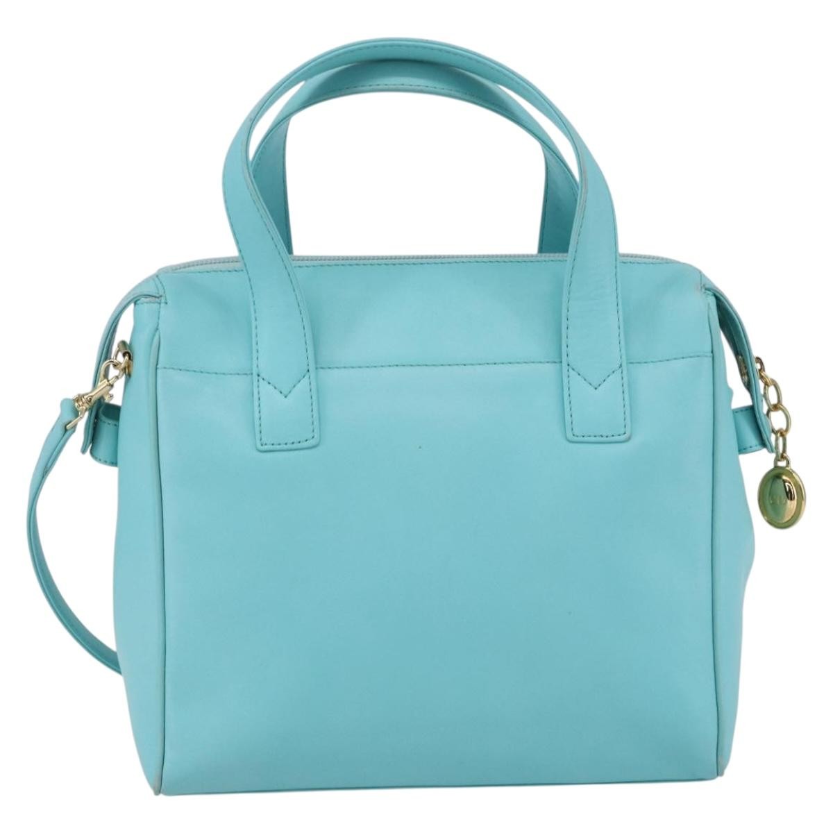 Christian Dior Vintage Handbag Leather Blue Leather Handbag ()