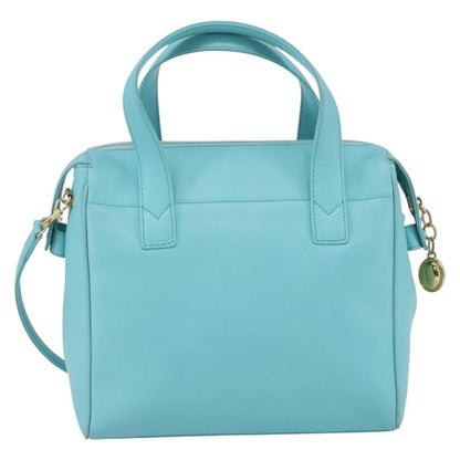 Christian Dior Vintage Handbag Leather Blue Leather Handbag ()