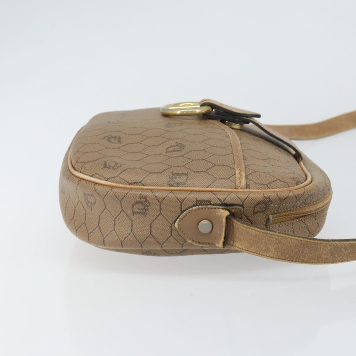 Christian Dior Vintage Honeycomb Shoulder Bag Canvas And Leather Beige Canvas Shoulder Bag Bag ()