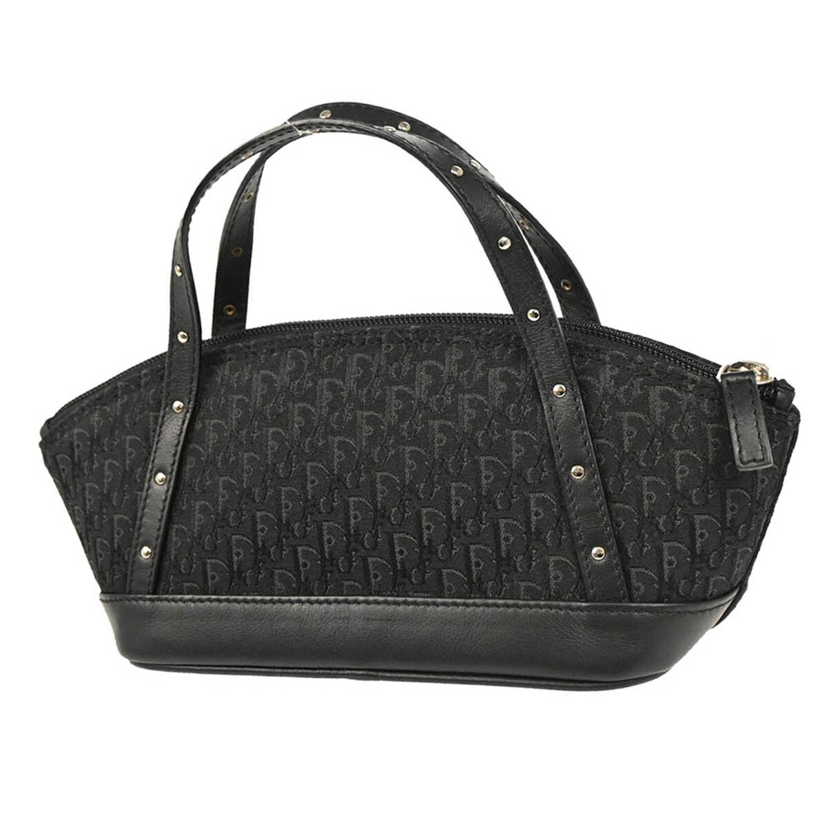 Christian Dior Street Chic Handbag Diorissimo Canvas With Leather Black Canvas Handbag ()