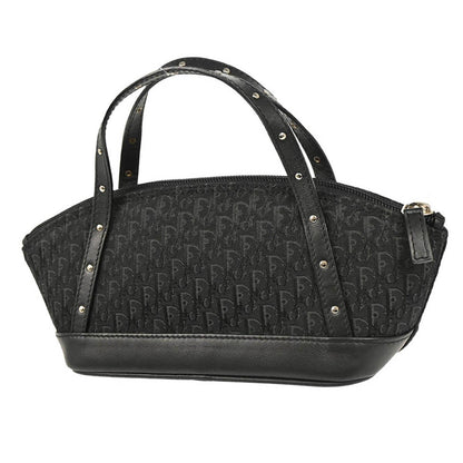 Christian Dior Street Chic Handbag Diorissimo Canvas With Leather Black Canvas Handbag ()