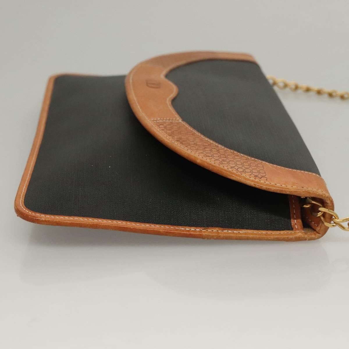 Christian Dior Vintage Cd Chain Flap Shoulder Bag Canvas Black Pvc Shoulder Bag Bag ()