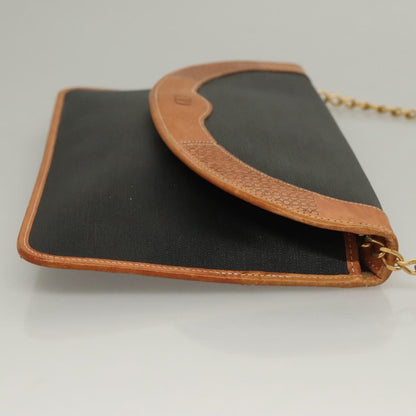 Christian Dior Vintage Cd Chain Flap Shoulder Bag Canvas Black Pvc Shoulder Bag Bag ()
