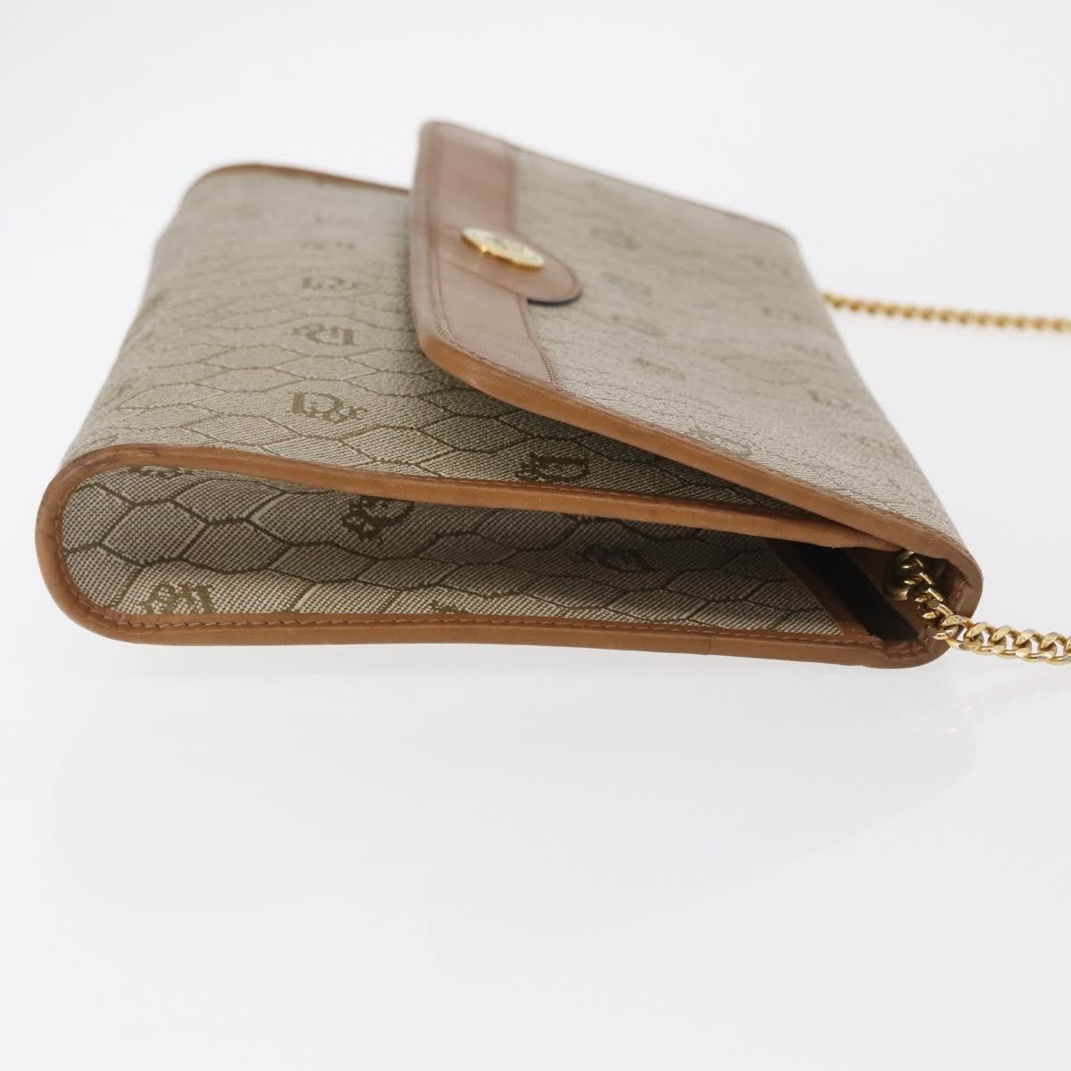 Christian Dior Vintage Honeycomb Chain Canvas Beige Canvas Shoulder Bag Bag ()