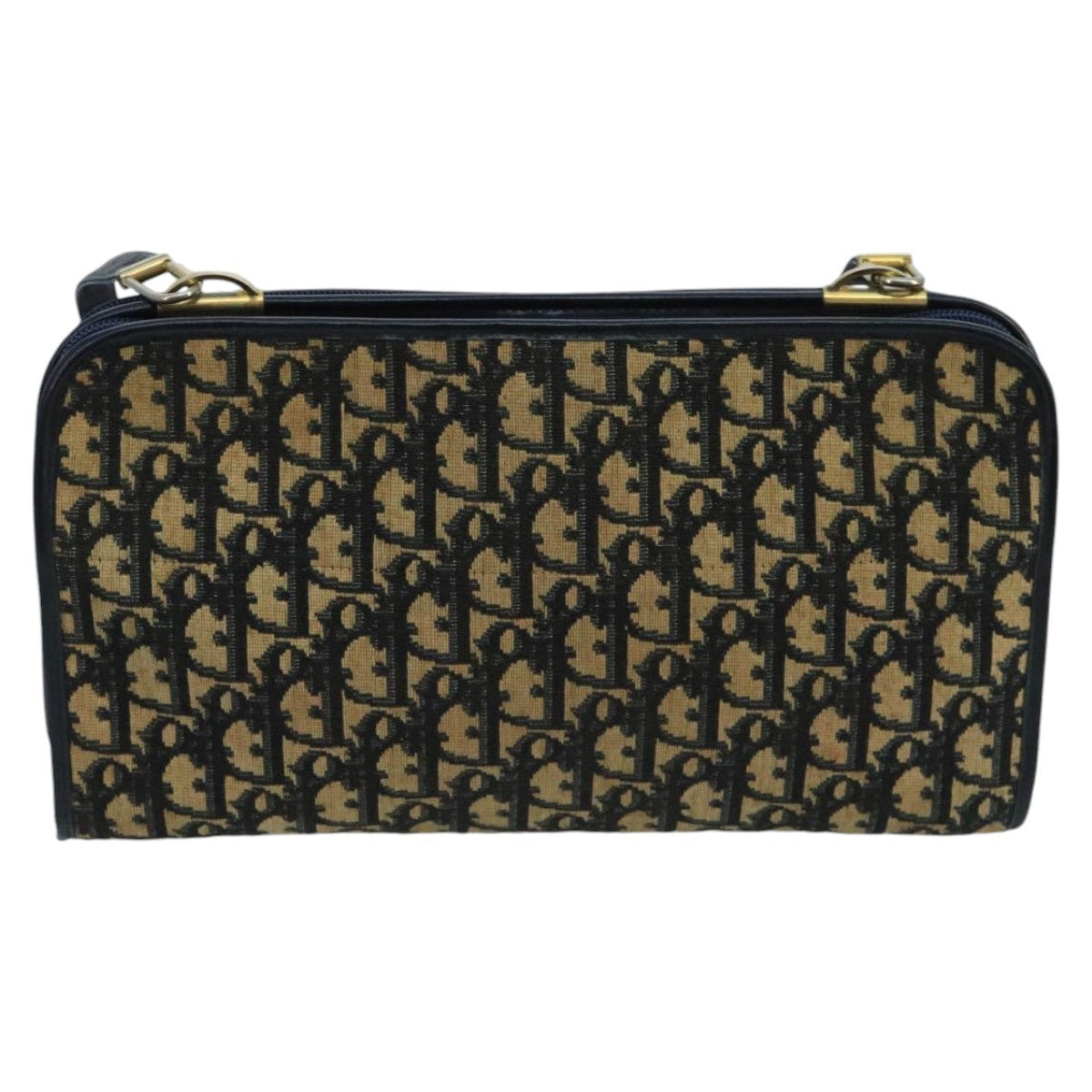 Christian Dior Vintage Trotter Crossbody Bag Diorissimo Coated Canvas Navy Canvas Shoulder Bag Bag ()