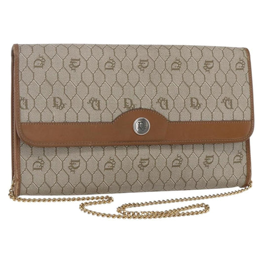 Christian Dior Vintage Honeycomb Chain Canvas Beige Canvas Shoulder Bag Bag ()