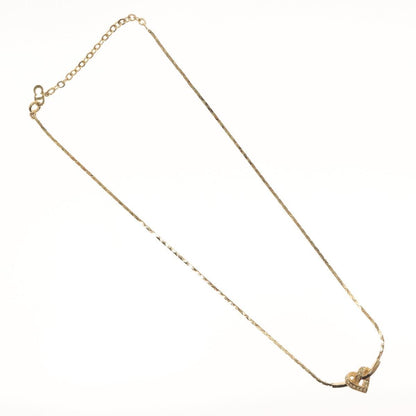 Christian Dior Logo Heart Pendant Necklace Metal With Crystal Gold Metal Jewelry ()