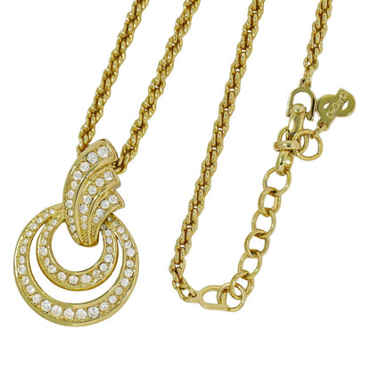 Christian Dior Vintage Collar Necklace Metal With Crystals Gold Gold_Plated Necklace Jewelry ()