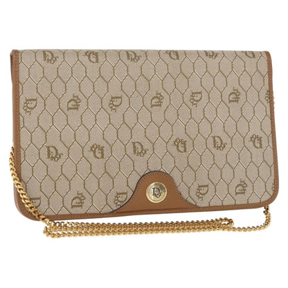 Christian Dior Vintage Honeycomb Chain Canvas Beige Canvas Shoulder Bag Bag ()