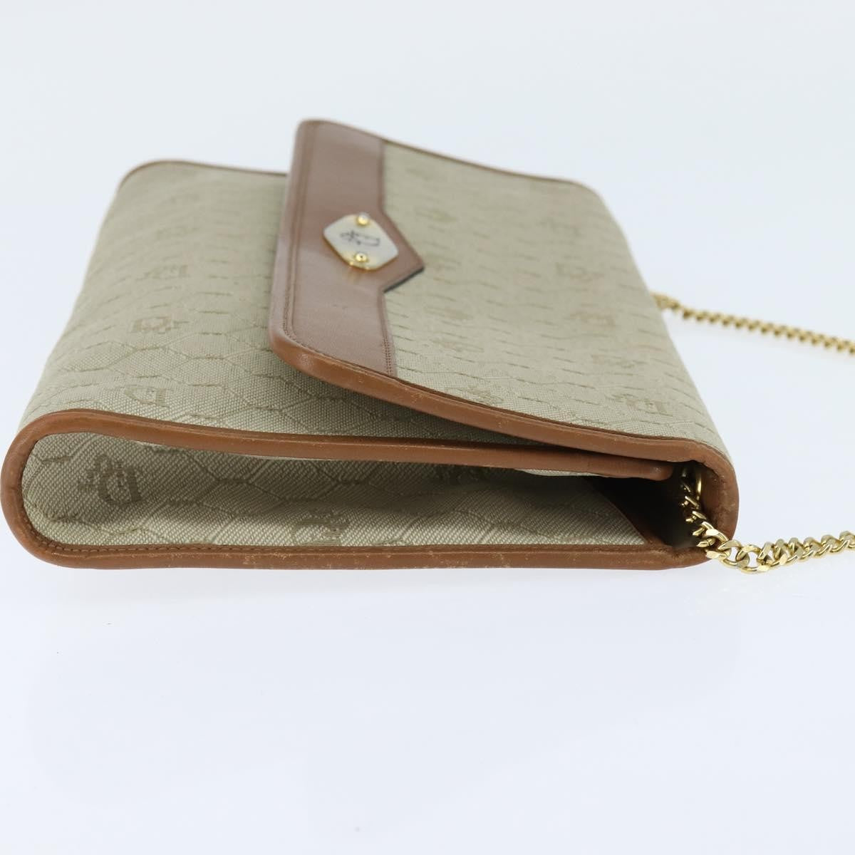 Christian Dior Vintage Honeycomb Chain Canvas Beige Canvas Shoulder Bag Bag ()
