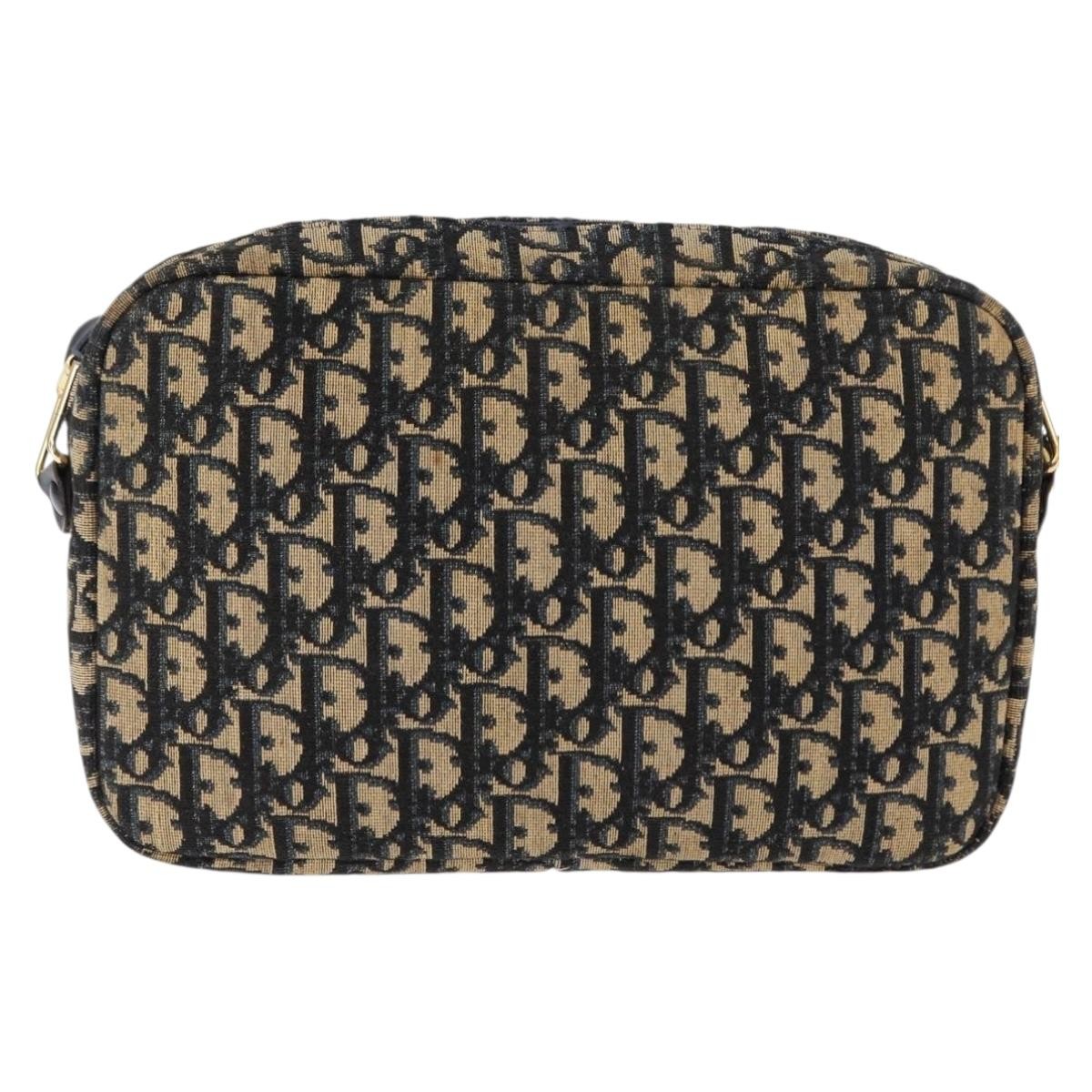 Christian Dior Vintage Trotter Crossbody Bag Diorissimo Coated Canvas Navy Canvas Shoulder Bag Bag ()