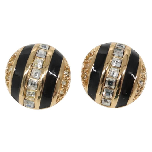 Christian Dior Vintage Round Clip-On Earrings Metal Gold Metal Earrings Jewelry ()