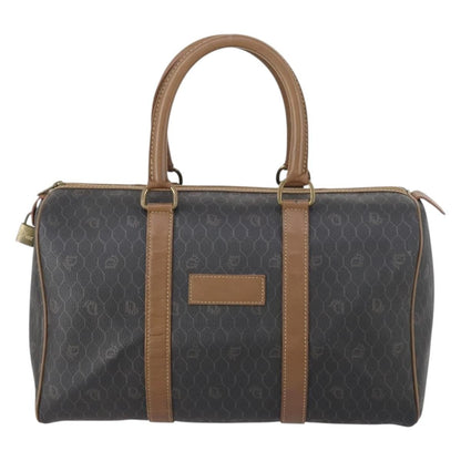 Christian Dior Vintage Honeycomb Boston Bag Canvas And Leather Black Canvas Travel Bag Bag ()