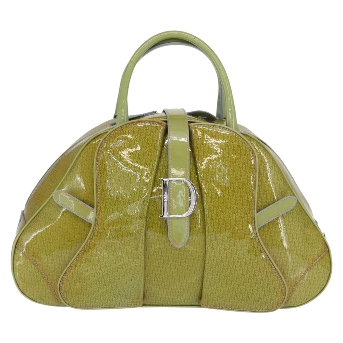 Christian Dior Vintage Saddle Bowler Bag Patent Leather Green Patent_Leather Handbag ()