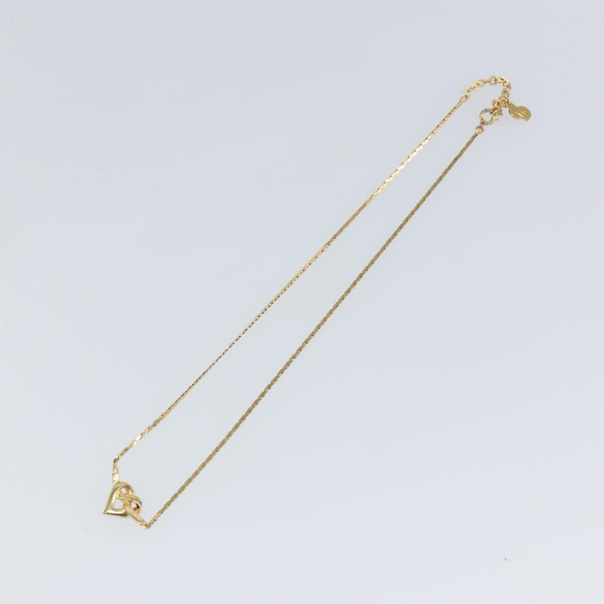 Christian Dior Logo Heart Pendant Necklace Metal Gold Metal Necklace Jewelry ()