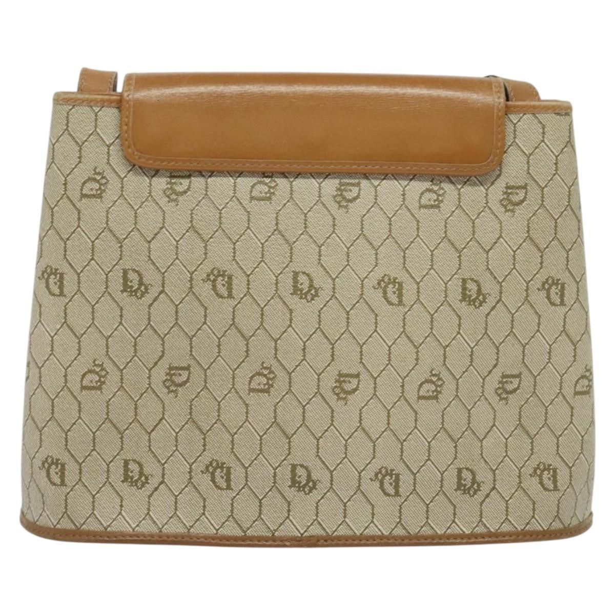 Christian Dior Vintage Honeycomb Shoulder Bag Canvas And Leather Beige Canvas Bag ()