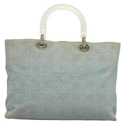 Christian Dior Vintage Lady Dior Bag Cannage Quilt Denim Blue Canvas Tote Bag Bag ()