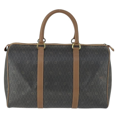 Christian Dior Vintage Honeycomb Boston Bag Canvas And Leather Black Canvas Travel Bag Bag ()