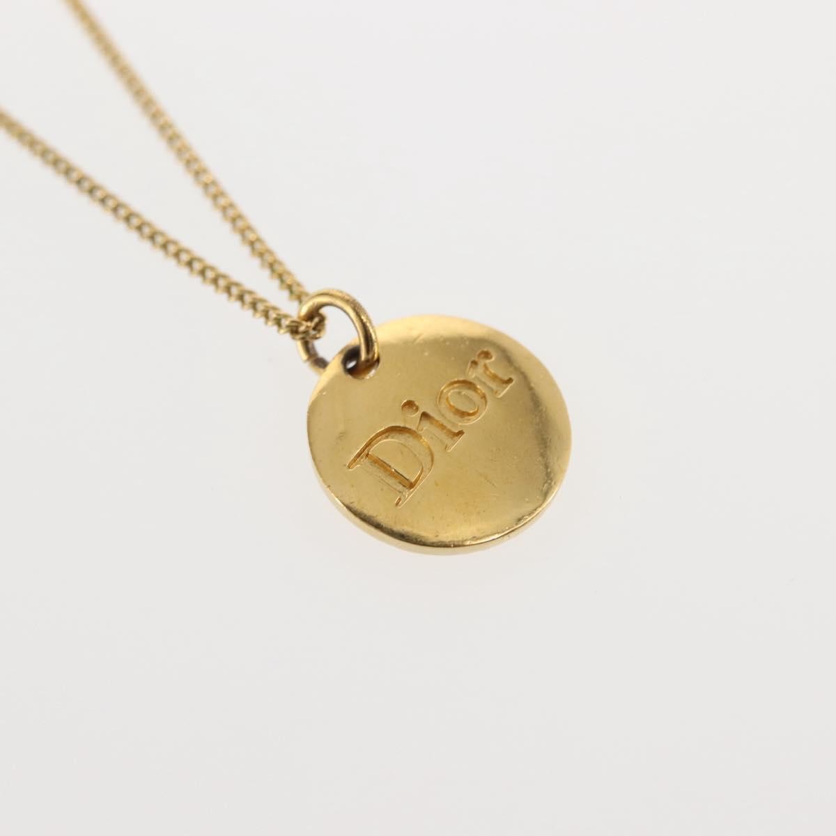 Christian Dior Round Logo Pendant Necklace Metal Gold Metal Jewelry ()