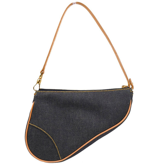 Christian Dior Saddle Handbag Denim Navy Denim_Jeans Handbag ()
