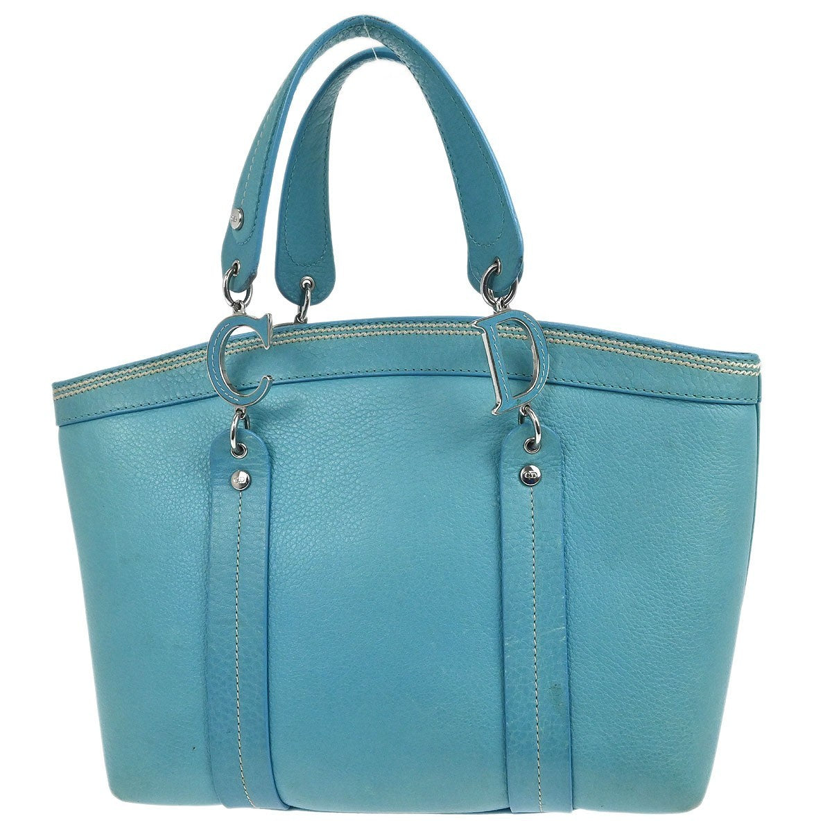 Christian Dior Vintage Tote Leather Turquoise Leather Tote Bag Bag ()