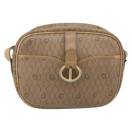 Christian Dior Vintage Honeycomb Shoulder Bag Canvas And Leather Beige Canvas Shoulder Bag Bag ()