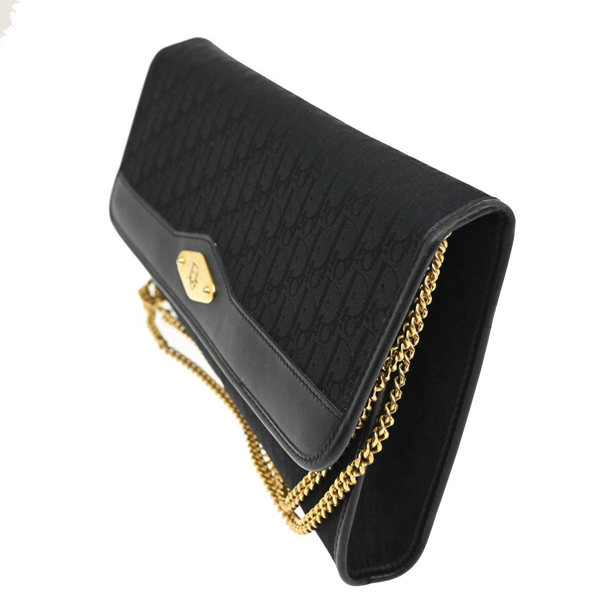 Christian Dior Vintage Chain Flap Shoulder Bag Diorissimo Canvas Black Canvas Shoulder Bag Bag ()