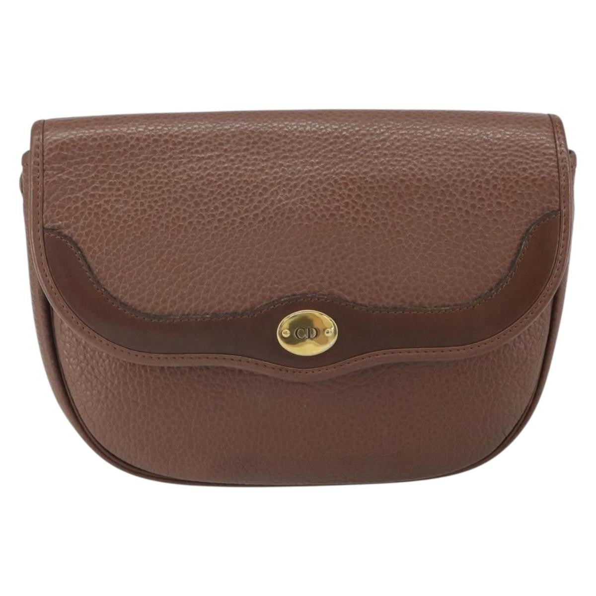 Christian Dior Vintage Cd Flap Shoulder Bag Leather Brown Leather Shoulder Bag Bag ()
