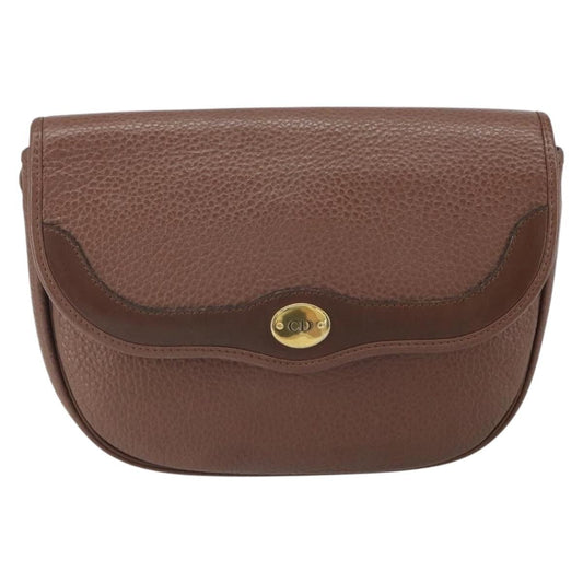 Christian Dior Vintage Cd Flap Shoulder Bag Leather Brown Leather Shoulder Bag Bag ()