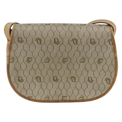 Christian Dior Vintage Honeycomb Flap Crossbody Bag Canvas And Leather Beige Canvas Shoulder Bag Bag ()